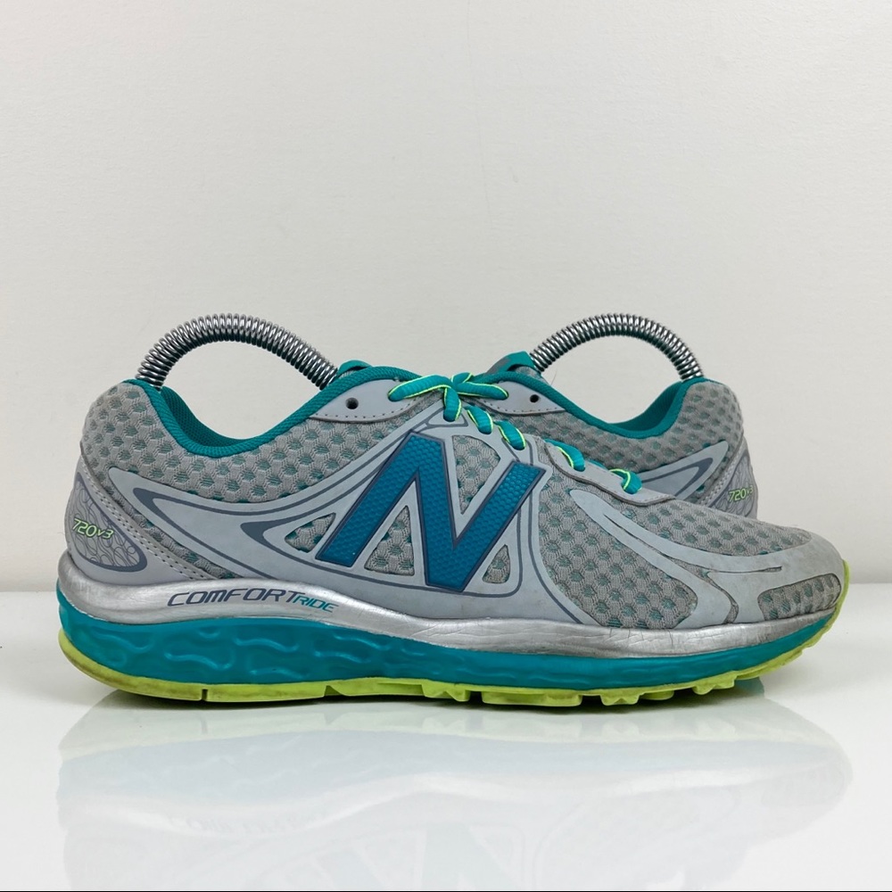New Balance Women’s 720v3 Silver Blue Green Athletic Running Shoes Size 7.0